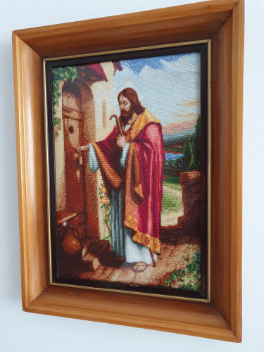 Cross-stitch Jesus Knocking  at the Door 